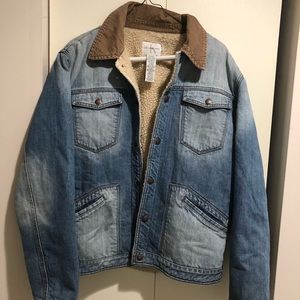 Vintage 90s Calvin Klein Sherpa denim jacket med